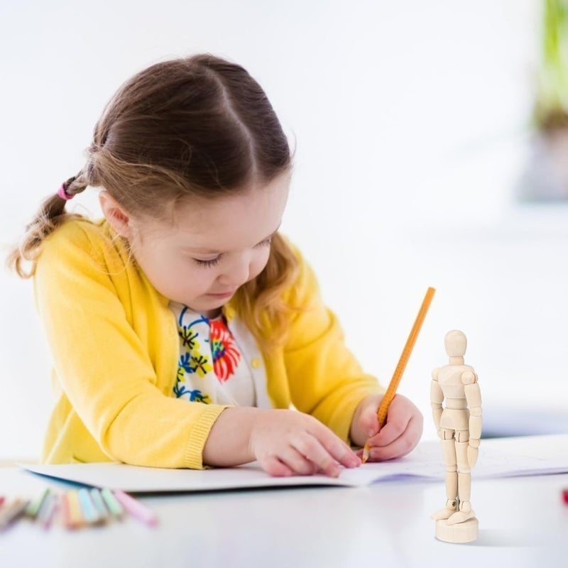DOITOOL Artists Wooden Manikin Jointed Mannequin: 12 Pack 4.5 Inch Artist Mannequin Model Drawing Figure Model Wooden Mannequin Artist Manikin with Stand for Drawing Painting Desk Decoration - Image 3